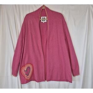 Kerri Rosenthal Womens Designer Pink Embroidered Cardigan Sweater XL